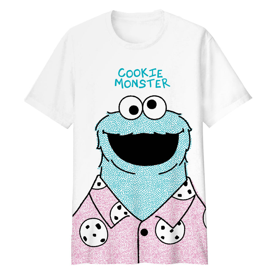 Sesame Street Cookie Monster Adult White Tee