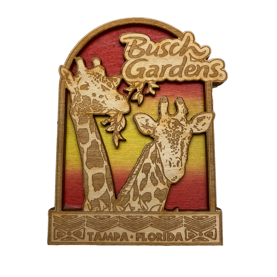 Busch Gardens Giraffe Wooden Magnet