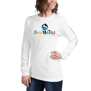 person wearing SeaWorld Retro Sport Dri-FIT Long Sleeve Tee