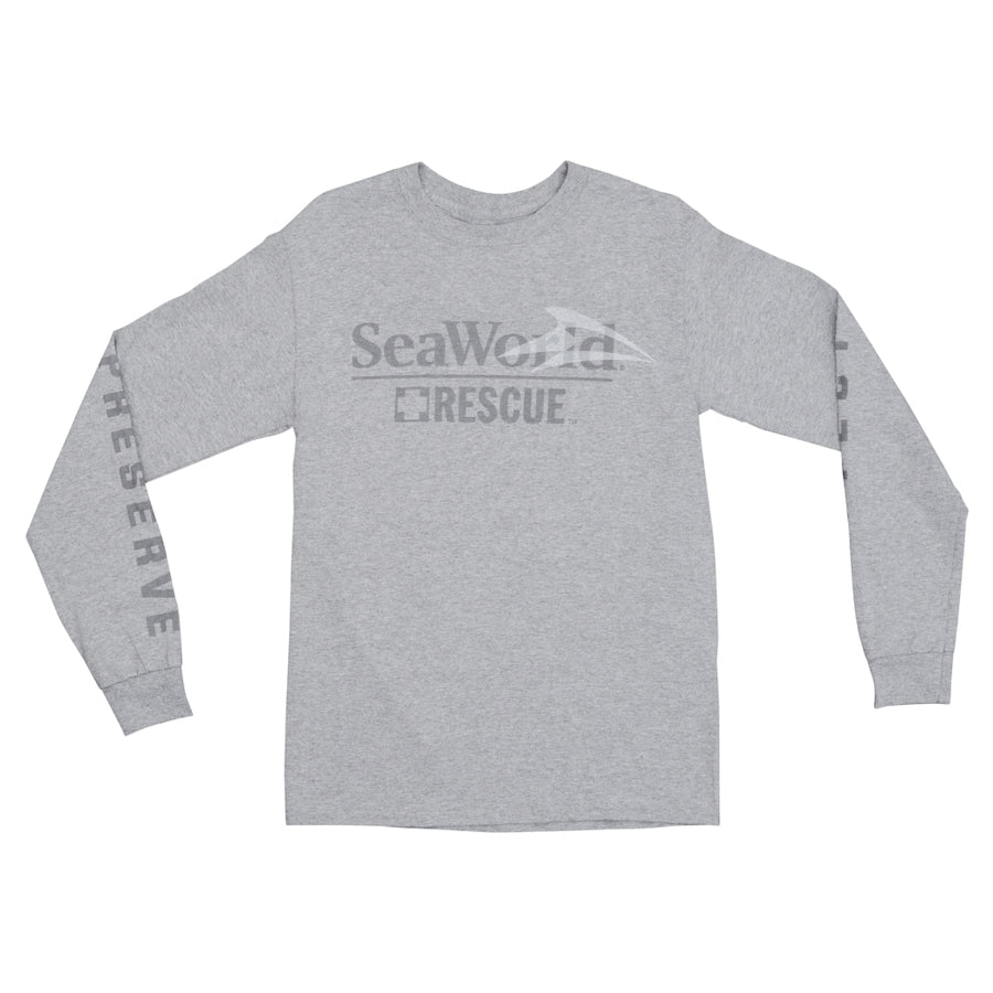 SeaWorld Rescue Grey Long Sleeve Adult Tee