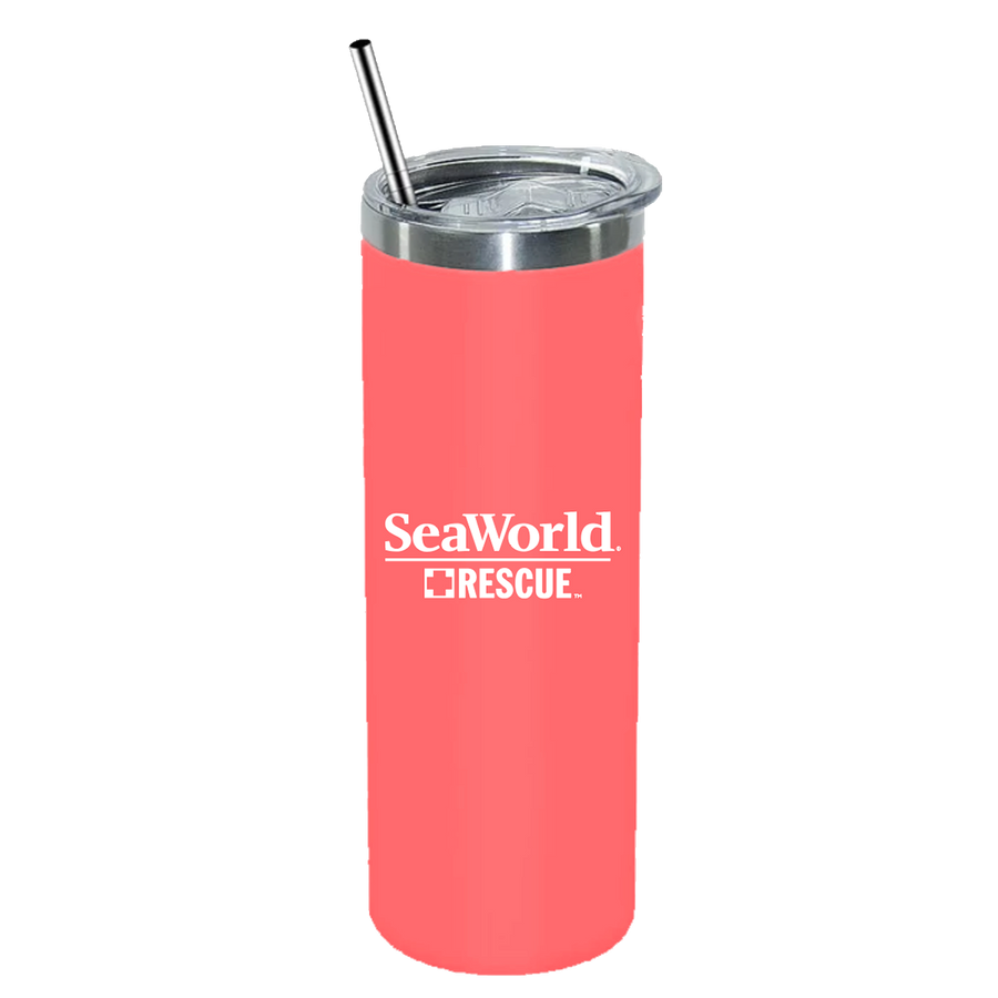 SeaWorld Rescue 20 oz Coral Stainless Steel Skinny Tumbler
