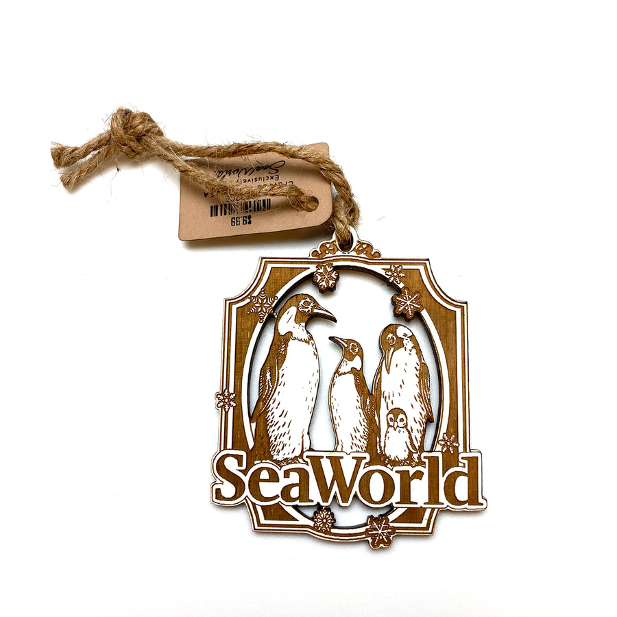 SeaWorld Penguin Wooden Ornament