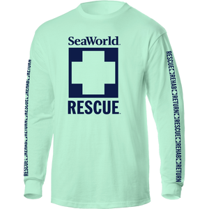 Seaworld Rescue Navy Mint Adult Long Sleeve Tee