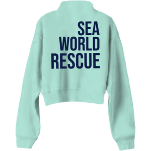 SeaWorld Rescue Navy Mint Junior 1-4 Zip Crop Fleece