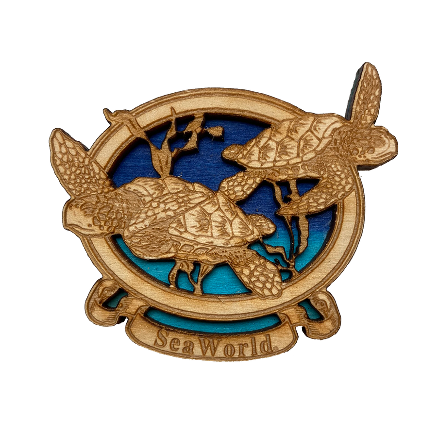 SeaWorld Turtle Wooden Magnet